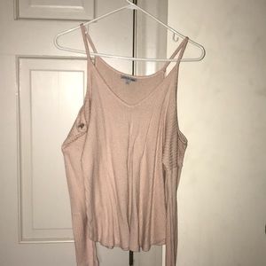 a light pink cold shoulder top